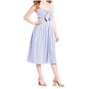 EUC Antonio Melani blue gingham front tie dress